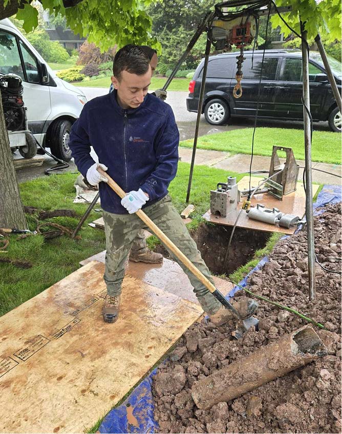Excavation work by skilled plumber